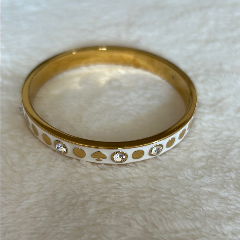 Excellent condition Kate Spade Gold and White Bracelet with Crystal Details